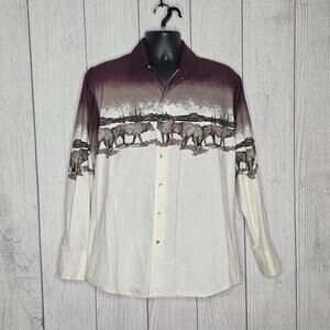 VTG Brooks & Dunn Panhandle Slim Wolf Pack Pearl Snap Collared Shirt, sz Large